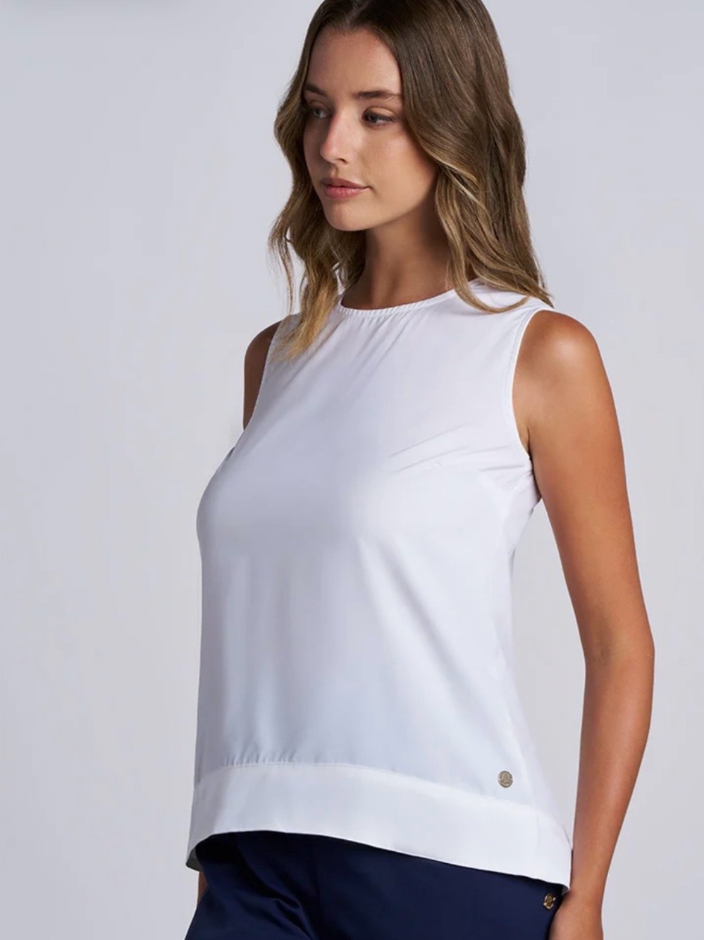 Coolibar ST. Tropez Swing White Tank Women L Lightweight UPF 50+ Resort Comfort